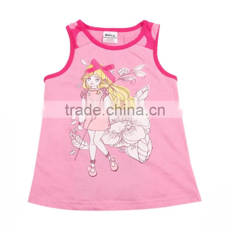 (N3823p) pink 2-6Y Wholesale nova kids vest fashion design cotton children girls print vest