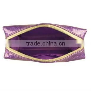 purple glitter travel PVC foldable makeup bag