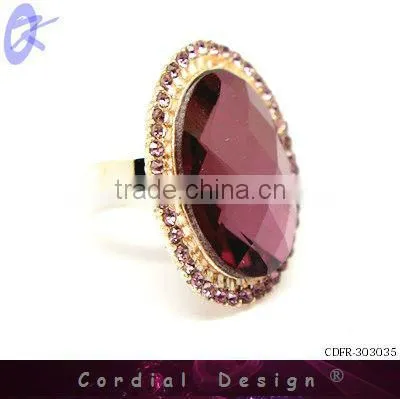 hot sale wholesale colour glass fashion rhinestone ring