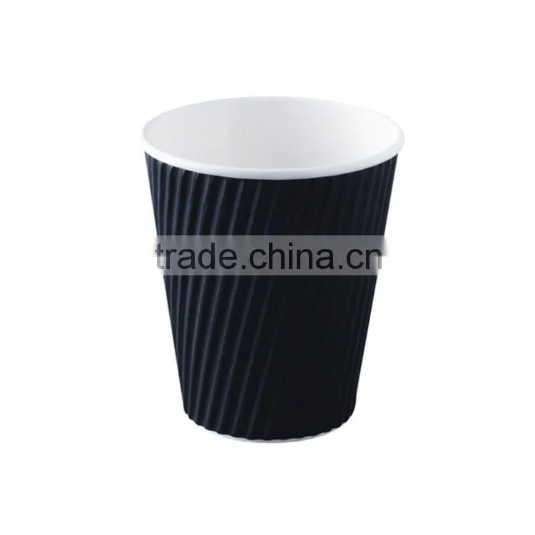 9OZ factory customized rippled paper tea cup with lid about single wall or double wall