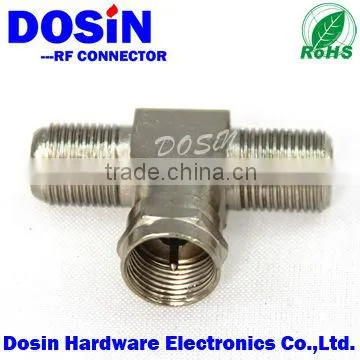 F connector one plug to two jack coaxial adapter