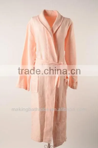 Hotel waffle girls pink bathrobe for women