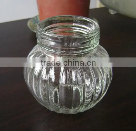 transparent glass pumpkin jar
