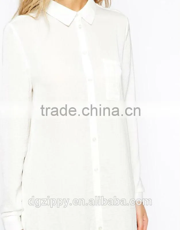 2016 Shirt Dress With Pocket Detail in Silky-feel Fabric