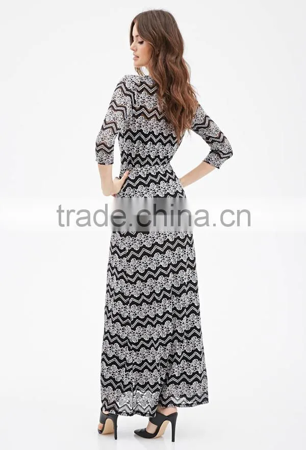 Floral and chevron lace new fashion woman dress maxi long dress