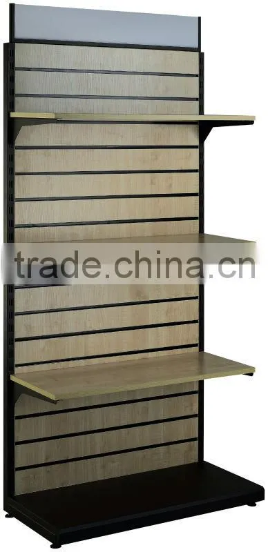 Floor Standing Maple MDF Slatwall Black Gondola Shelves