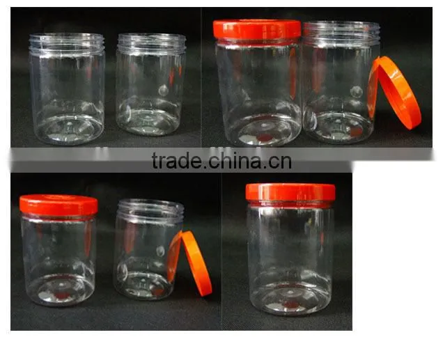 Empty clear glass food bottle