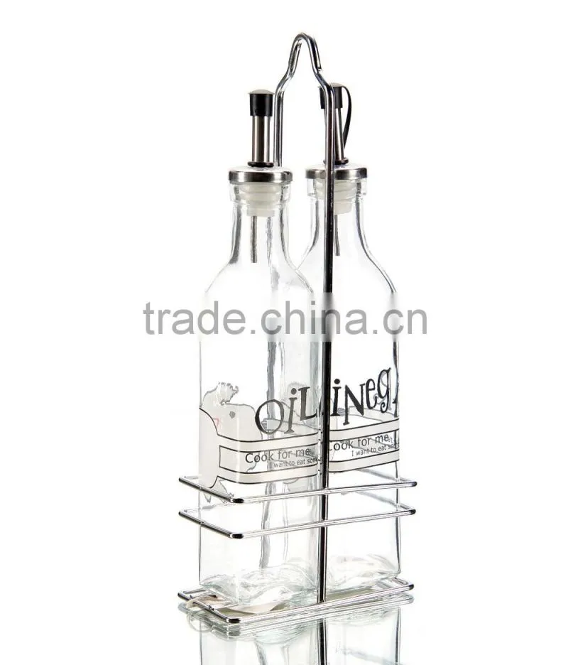 Set of 2 Customized Logo Glass Oil and Vinegar Bottle