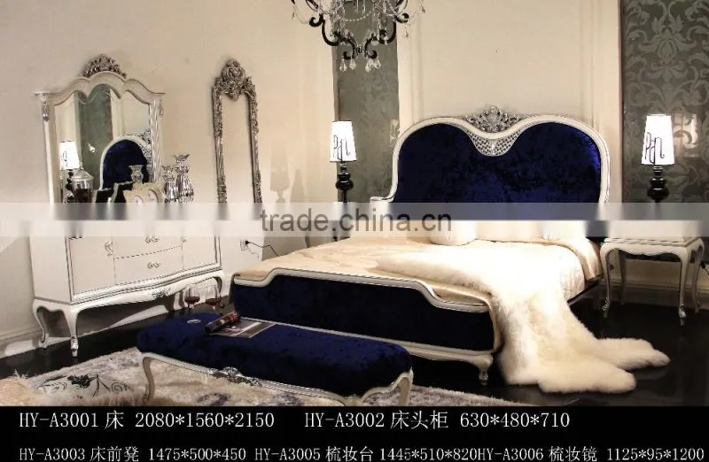 European style solid wood Antique bedroom furniture Bed Bedside table Wardrobe Dressing table Bench Royal Chair Commode