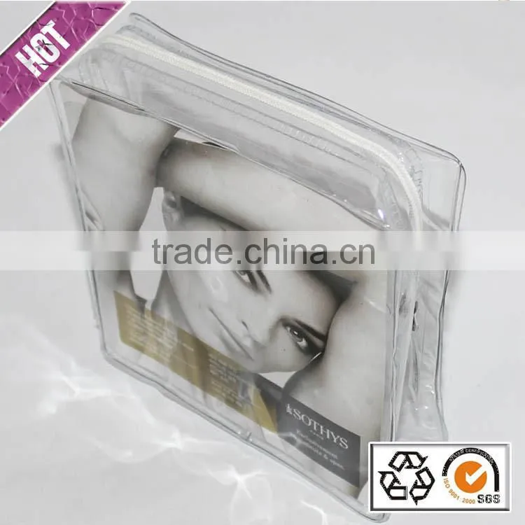 hot selling clear zippered vinyl portable pvc cosmetic bag