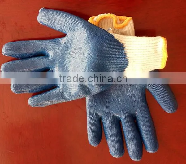 cotton coated green latex gloves
