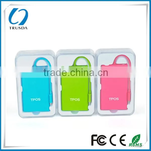 Hot new Li polymer embedded micro cable handphone power bank