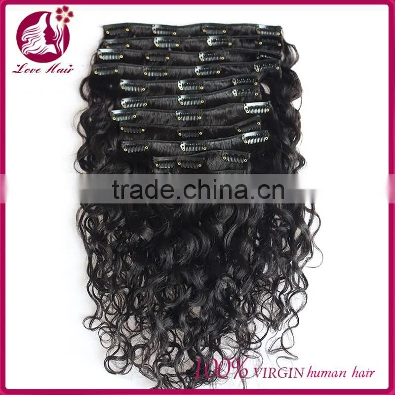 DHL Free Ship Deep Wave Human Hair 100g Clip In Extensions Indian Virgin Human Hair