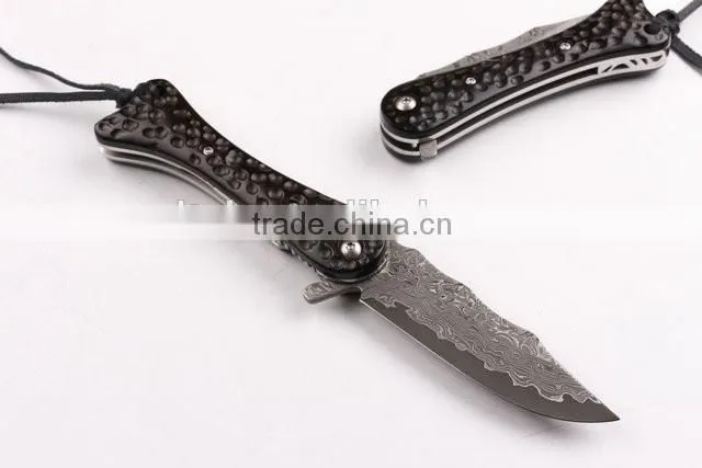 OEM Damascus steel blade hunting knife with G10 handle