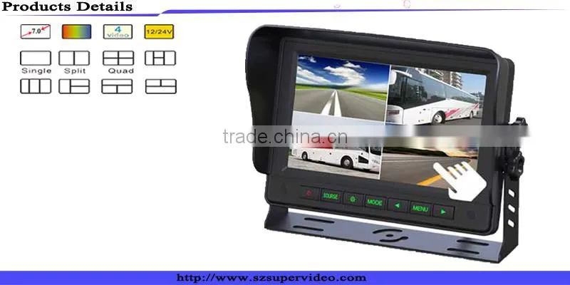9 inch Quad Monitor with TFT LCD monitor/car camera system for agricutrual