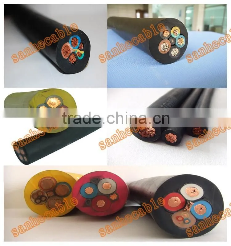 3*6+4mm2 flexible Copper conductor rubber/PVC insulated rubber power cable