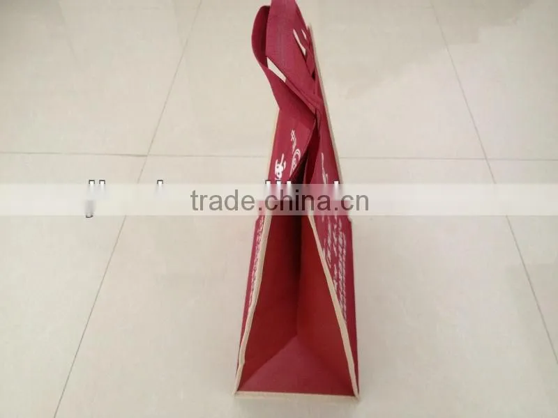 recycle nonwoven handle bag with hand sewn to bottom