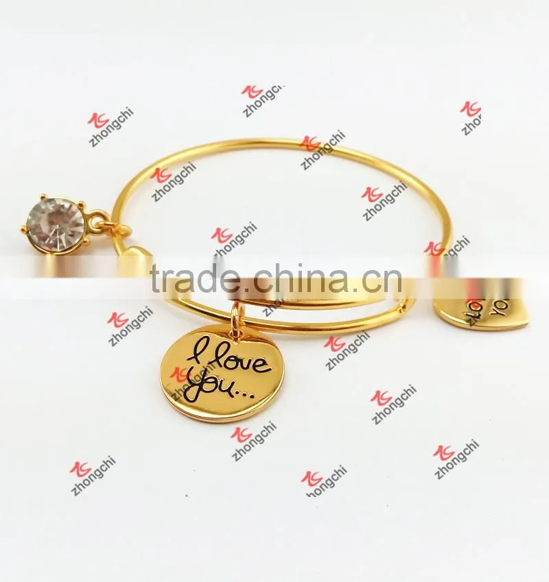 adjustable brass wire bangles gold plated expandable wire bangle Gifts