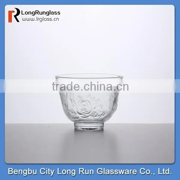 LongRun 9oz machinery made flower pressed elegant food bowl glass plates