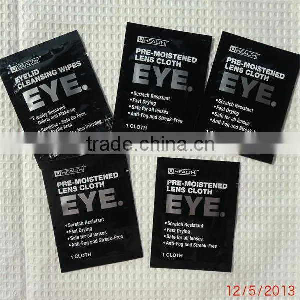 individually wrapped lens cleaner, eyeglass cloth, wet tissue, wet wipe