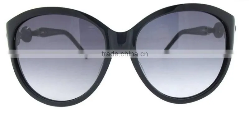 Hook-ups temple with Golden round mental Ornament acetate sunglasses