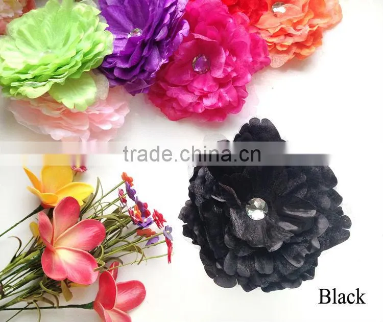 2014 Top Quality Bridal Hair Flower Artificial Elegant Gauze Peony Hair Flower Clip