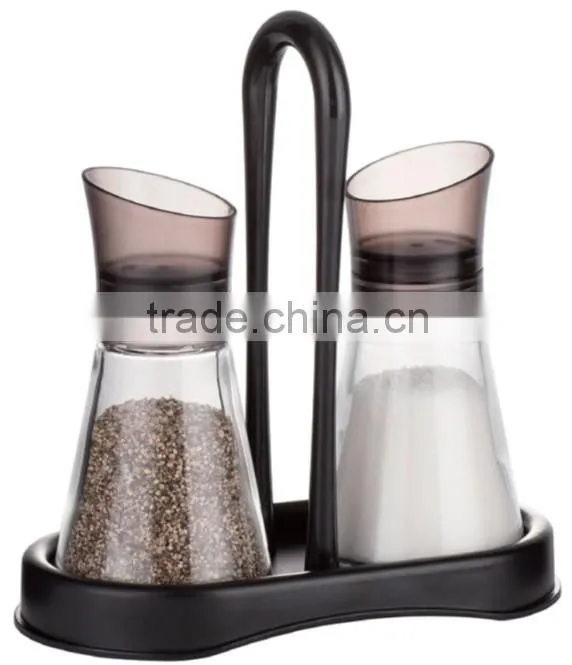 SINOGLASS 2 jars 95ml bugle shape cap glass salt and pepper spice jar set