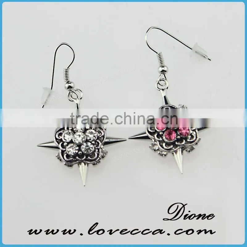 Cheap wholesale fashion women silver alloy setting crystal fancy earrings