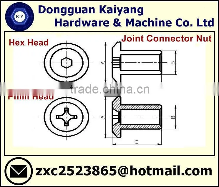 Joint Connector Nut (Furniture Fastener); M6, M8. M10