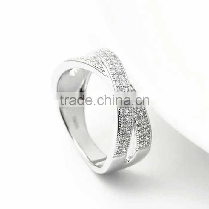 Micro pave setting ring cubic zircon 925 silver jewelry wholesale