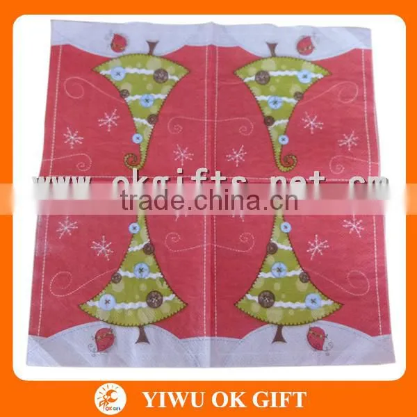 Christmas tree pattern printed paper napkin for party supply
