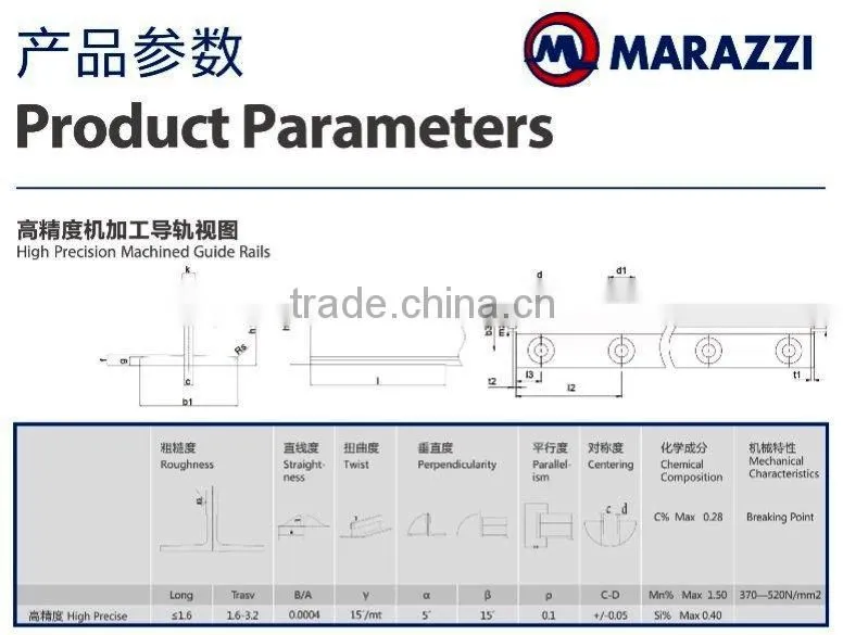 Marazzi T127-1/BE High Precision Machined Elevator Guide Rails