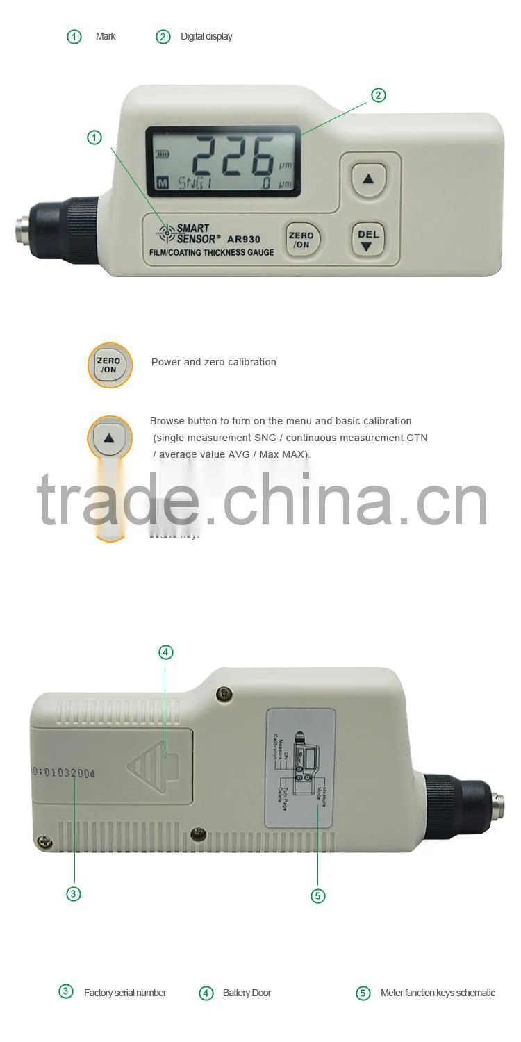 Electronic Thickness Gauge Digital High Accuracy Film Coating Thickness Meter AR930