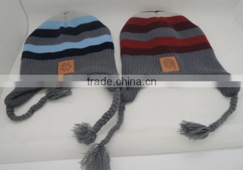 Funny Knitted Winter Earflap Hat Beanies Hat with Strings