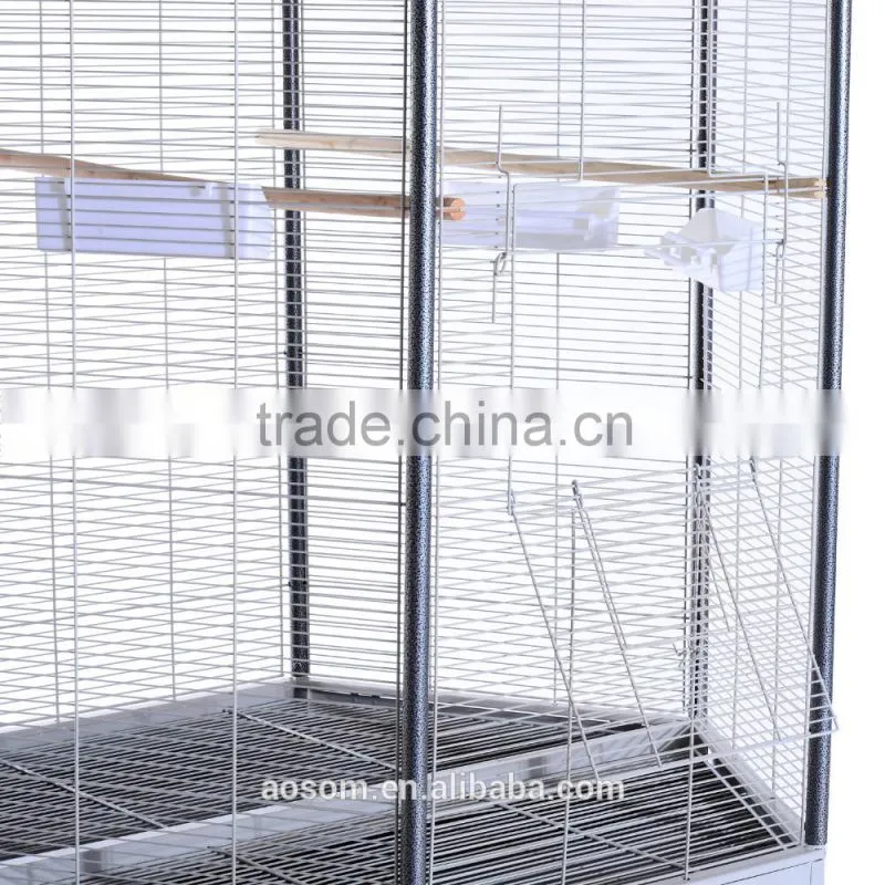 Pawhut 44"L Hexagonal Aviary Bird Flight Cage - Gray/White