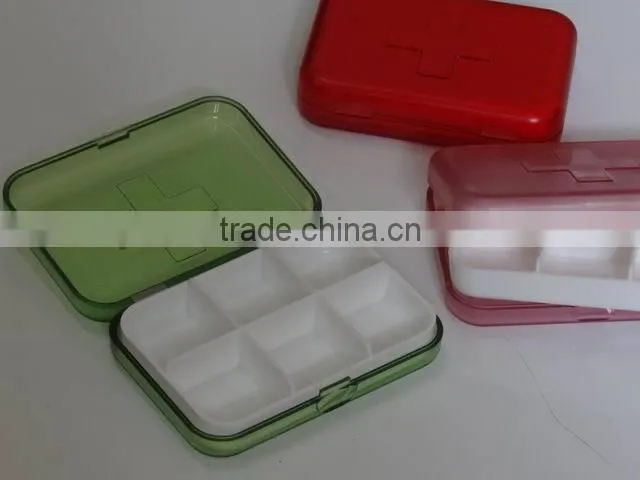 hot selling plastic pill box 6 compartments with high quality, custom color ,custom size,OEM orders are welcome