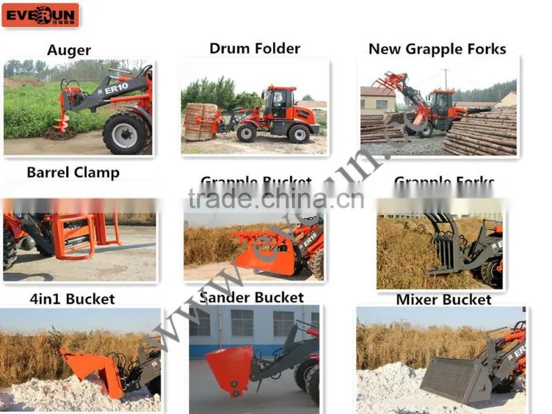 Everun ER08 Germany kleine Agri und Land Multi-Funktion mini Radlader mit CE Zertifikat