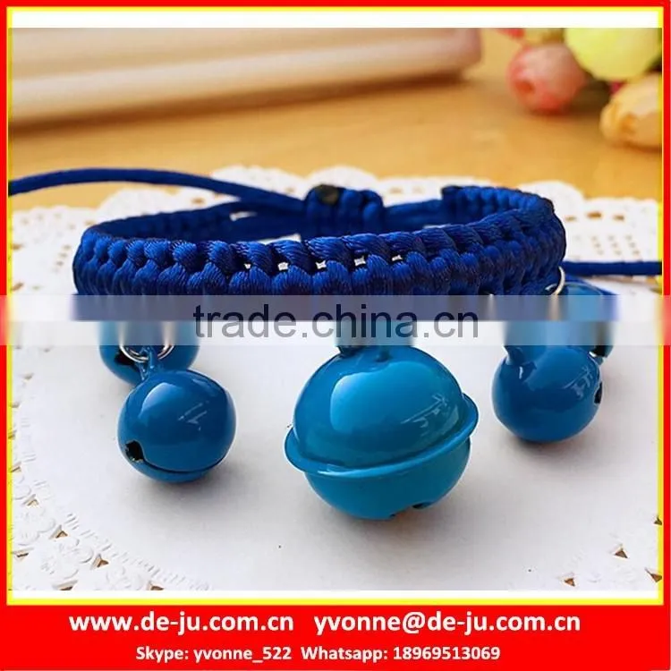 Blue String Cute Weave Dog Collar With Bell