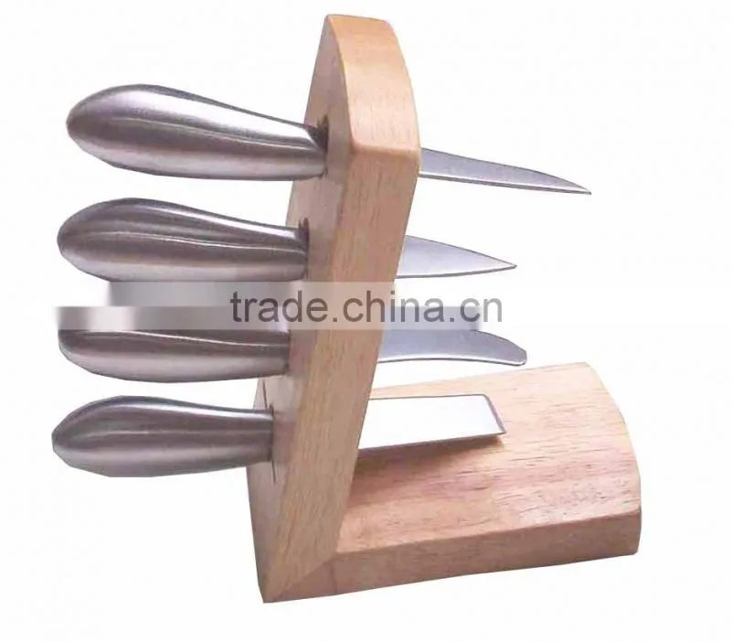 Fashion Style Wooden Block 4pcs Novelty Cheese Knives