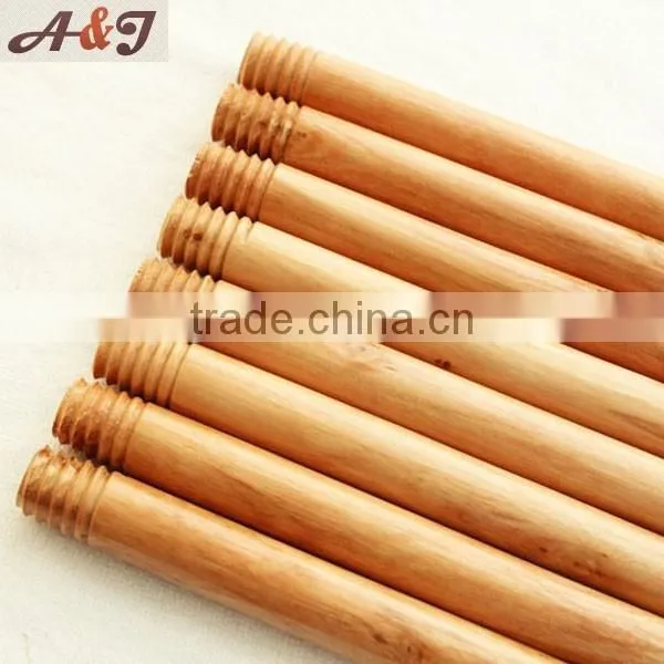 Varnished wood brush handle for floor cleaning