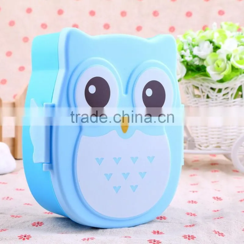 1050ml Cartoon Owl Lunch Box Food Fruit Storage Container Portable Bento Box Food-safe Food Picnic Container for Children Gifts