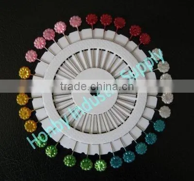 Plastic crafts flower head shape decorative pearl pin