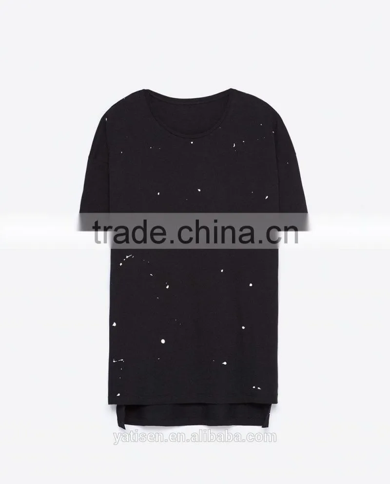 Paint splatter T-shirt with Round neck Short sleeves Fancy Design casual Bottom T-shirt For autumn