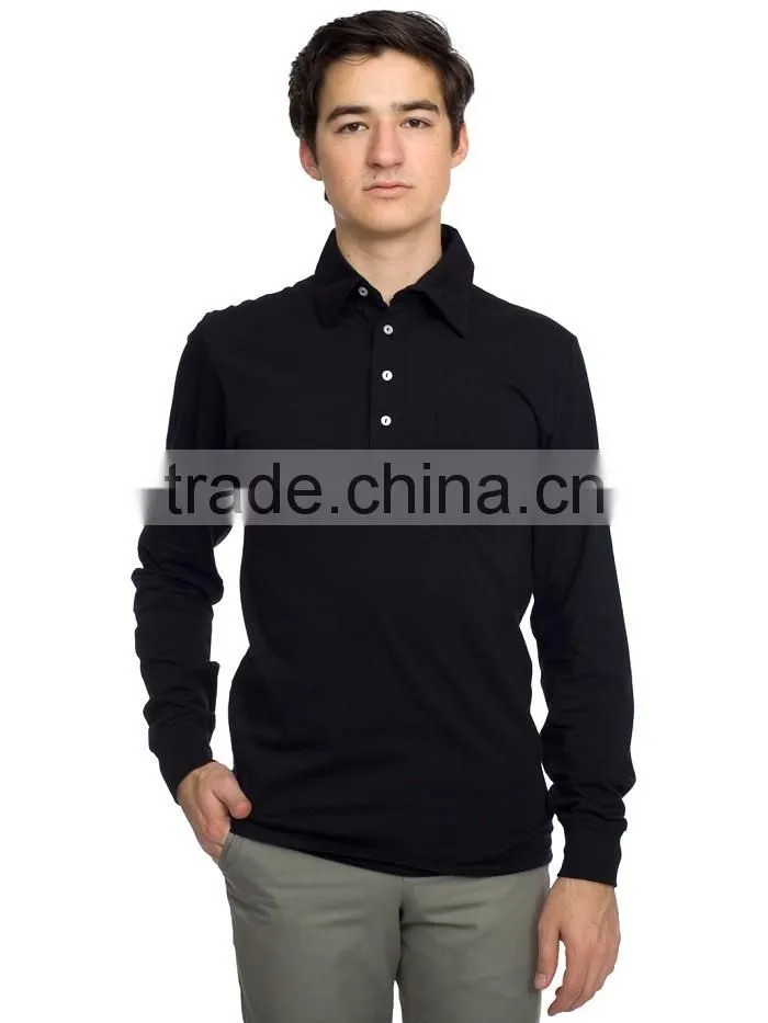 100% Cotton Jersey Long Sleeve Leisure pocket Shirt polo t-shirt