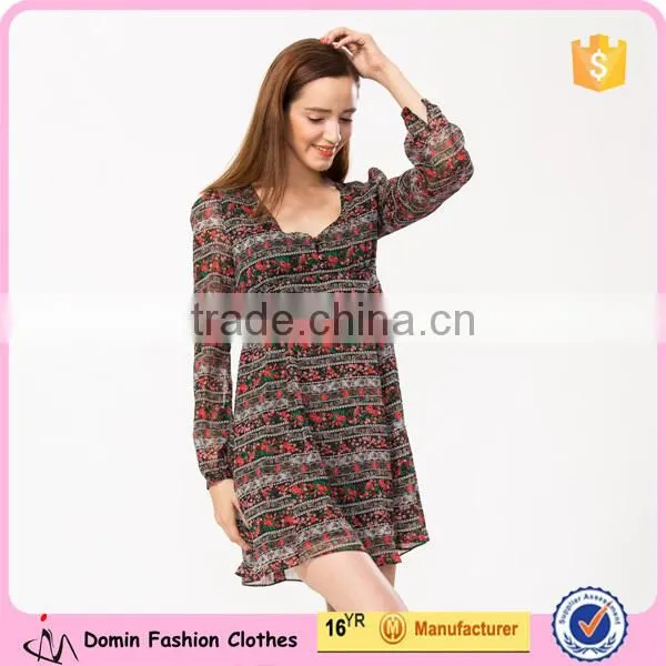 2015 Summer Fashion Long Sleeve Sexy African Printed Dresses