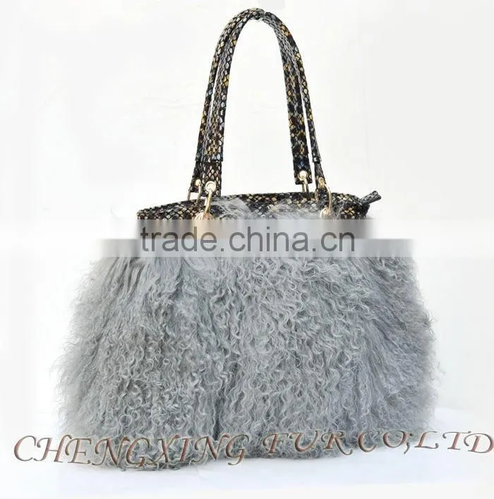 CX-H-47B Mongolian Lamb Fur Ladies Handbag New Products