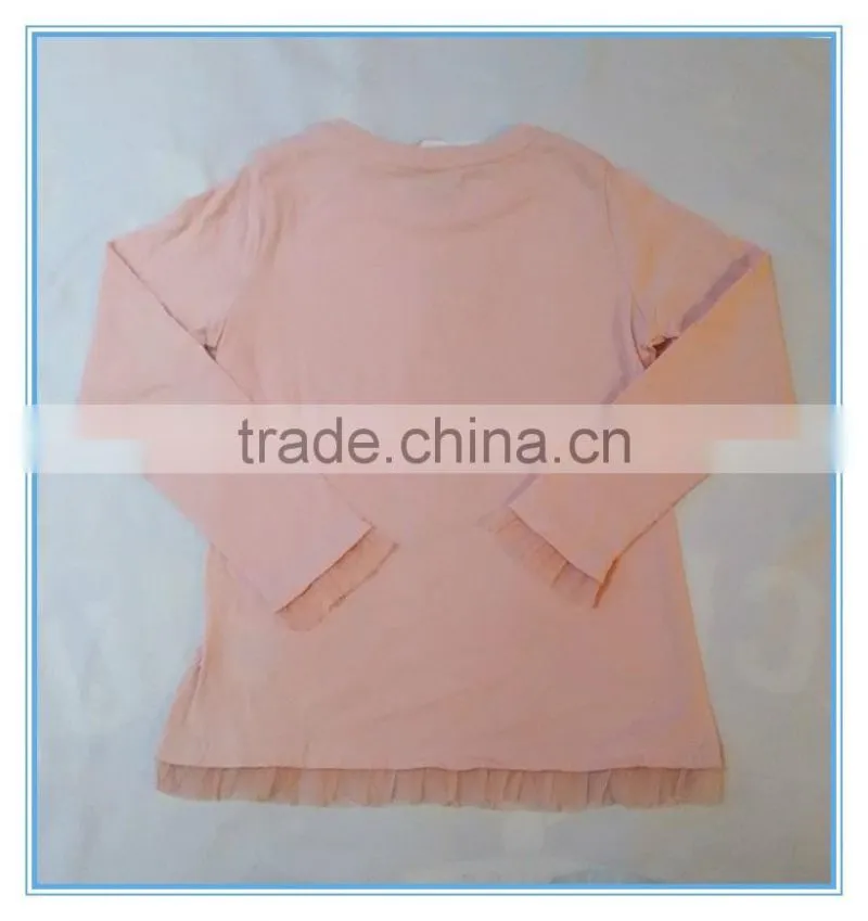 OEM 100% cotton children girls long sleeve shirt, girls t shirts with printing
