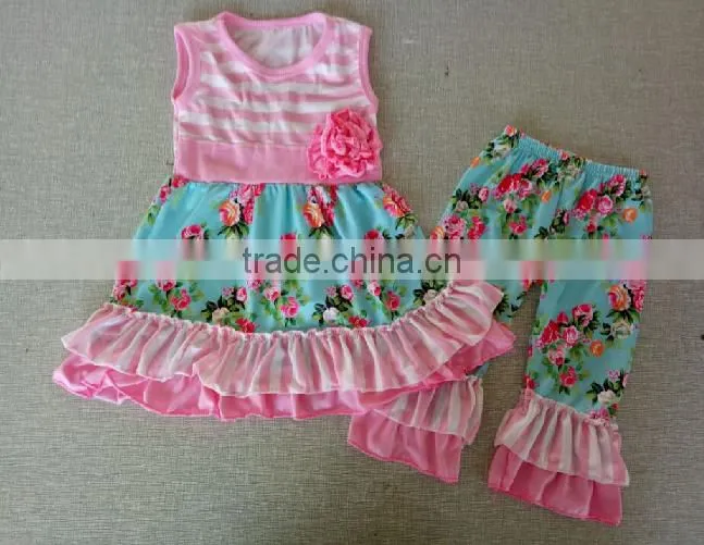 wholesale baby girls mustard pie clothing sets with ruffle