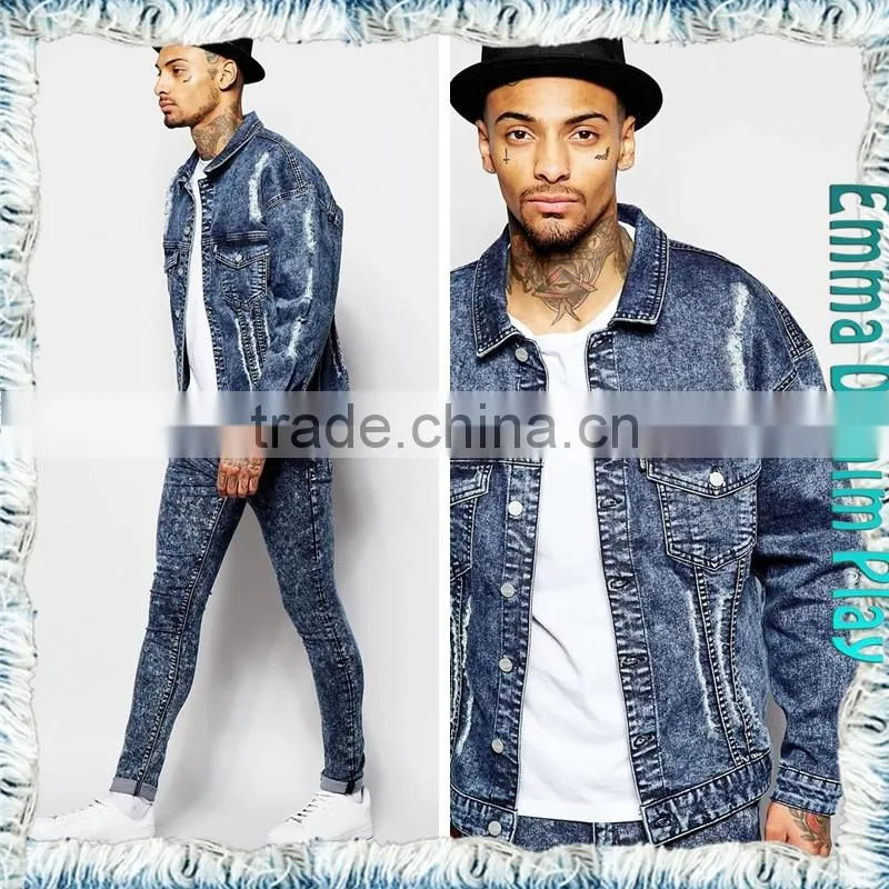 Free shipping 2015 Fall New Design Antique Denim Long Sleeve Cowboy Man Jackets Coat