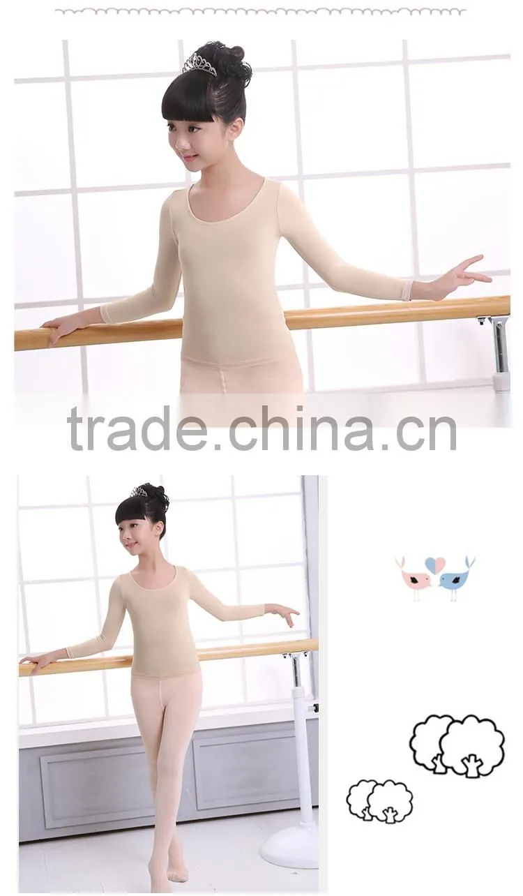 Girls Kids Nude Ballet Underwear Long Sleeve Leotard Adult Dancing Leotards Tops